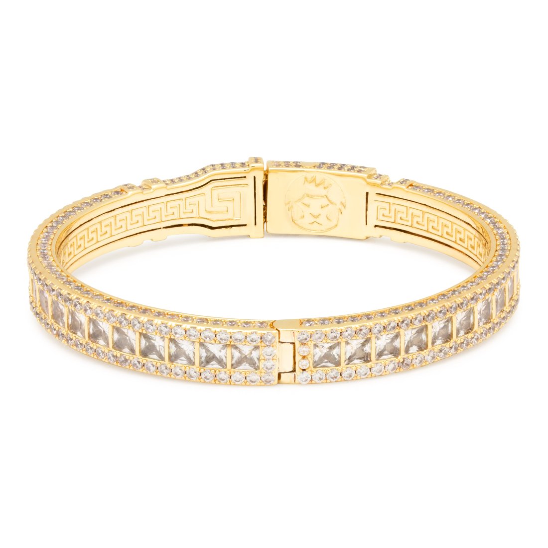 8mm Princess Cut Bangle Bracelet  in  14K Gold / 8" by Kingices