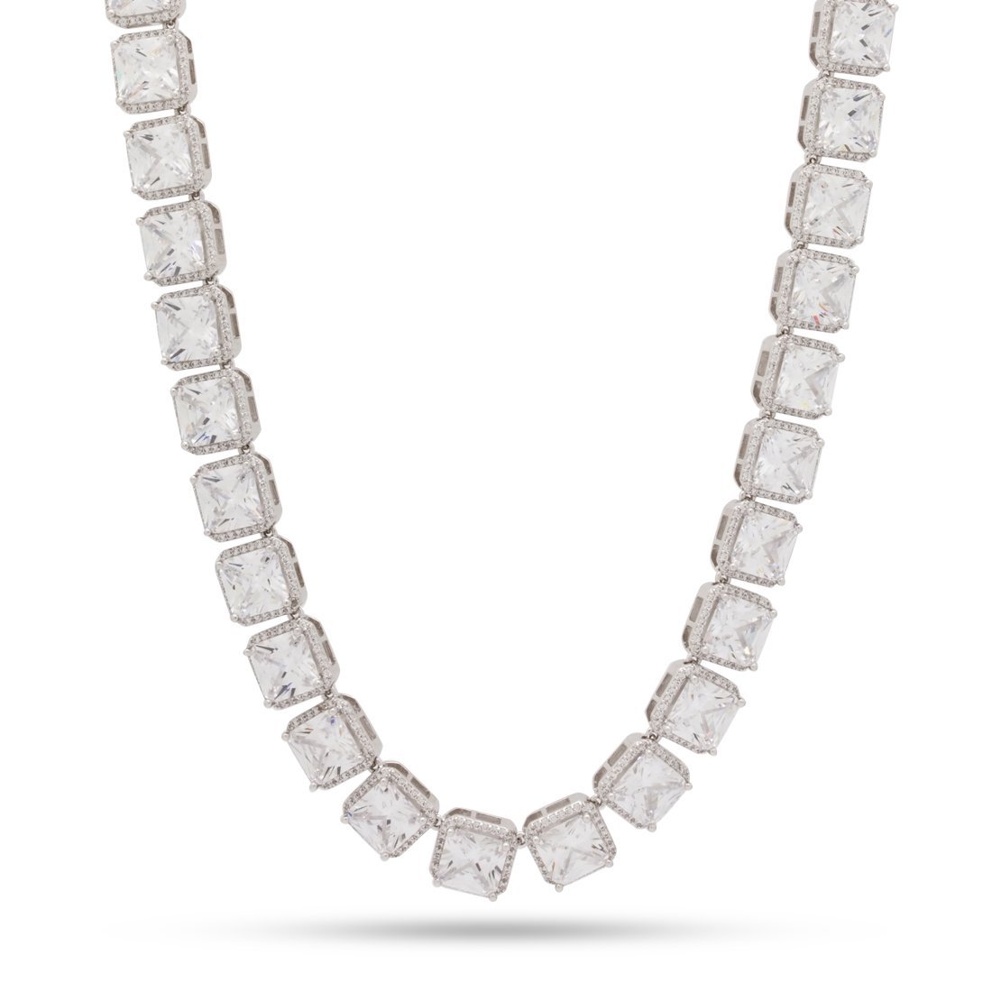 8mm Princess-Cut Tennis Chain  in  Gold Plated / White Gold / 18" by Kingices