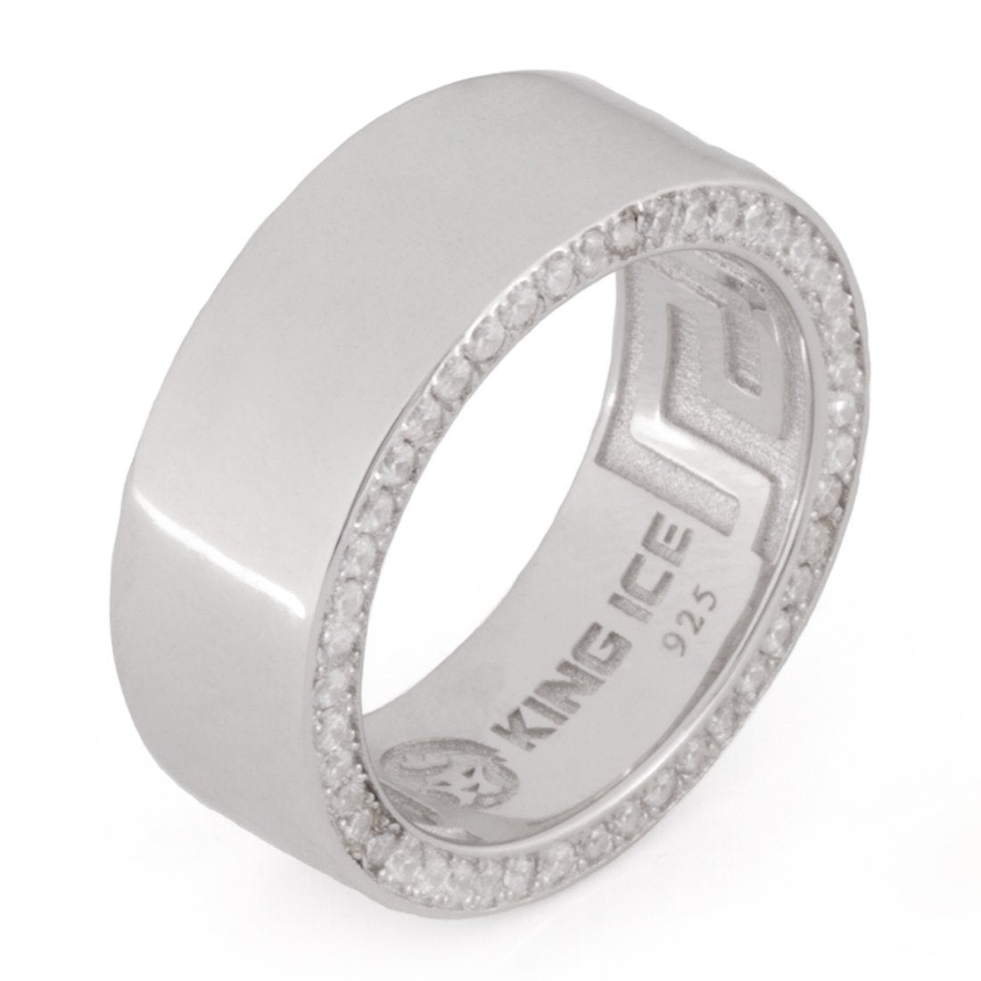8mm Wedding Ring  in  Sterling Silver / White Gold / 7 by Kingices