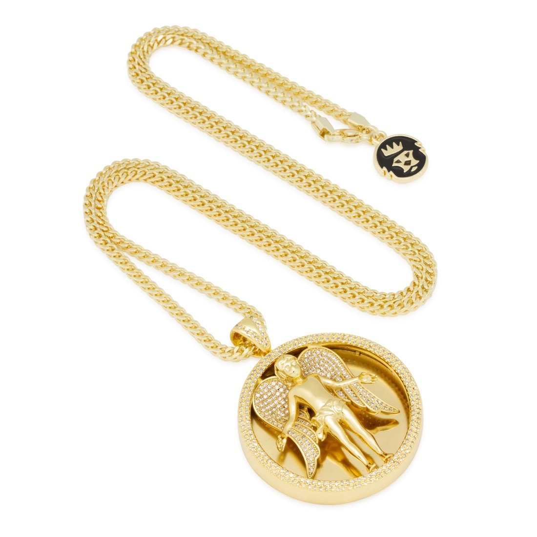 Angel Medallion Necklace  in  14K Gold / 2" by Kingices