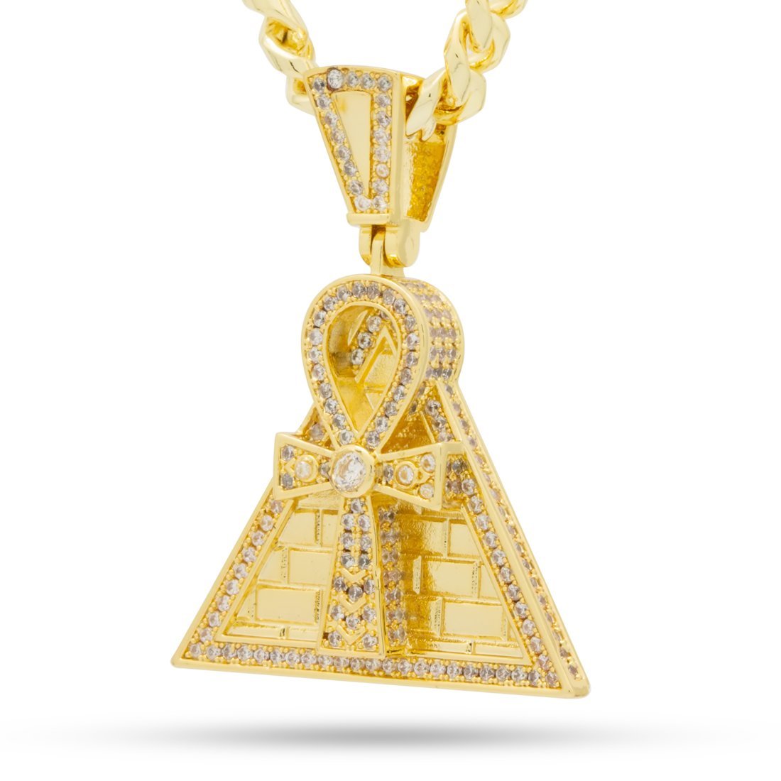 Ankh Key Pyramid Necklace  in  14K Gold / 1.6" by Kingices