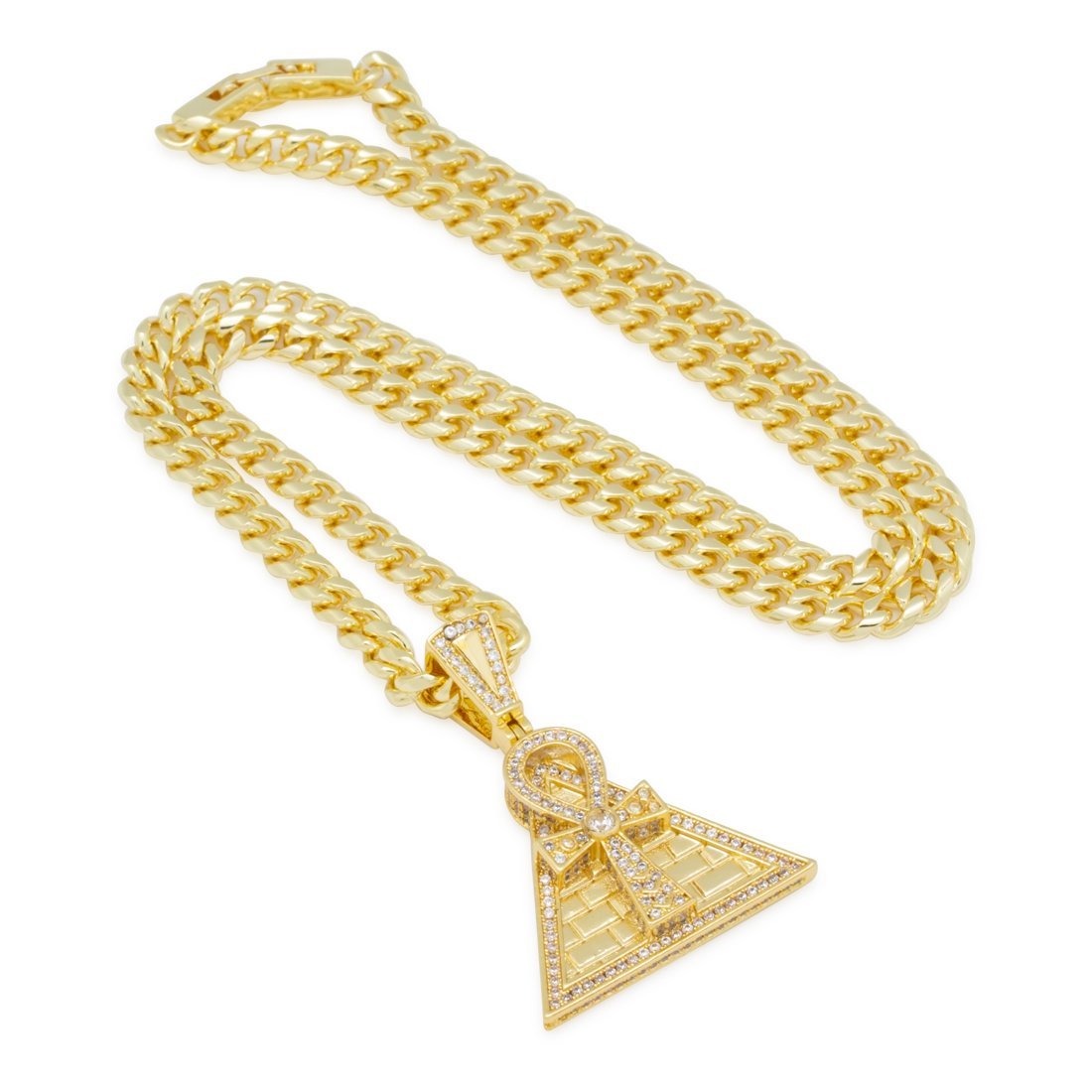 Ankh Key Pyramid Necklace  in  14K Gold / 1.6" by Kingices