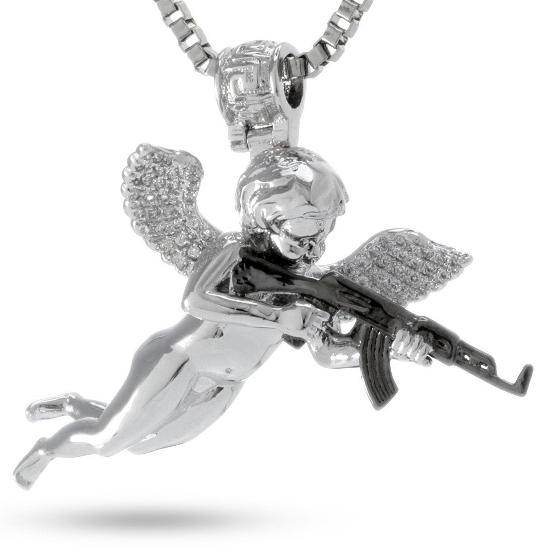 Archangel of Reprisal Necklace  in  White Gold / 1.6" by Kingices