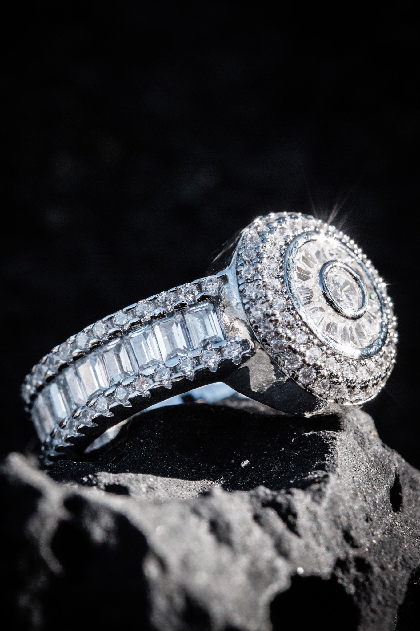 Baguette-Cut Cluster Ring  in  by Kingices