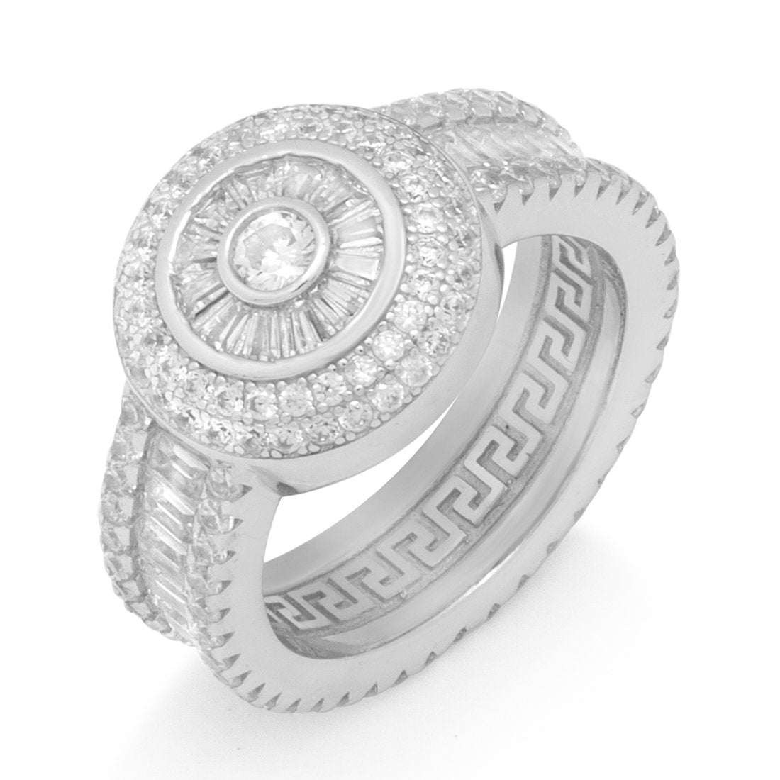 Baguette-Cut Cluster Ring  in  Sterling Silver / White Gold / 7 by Kingices
