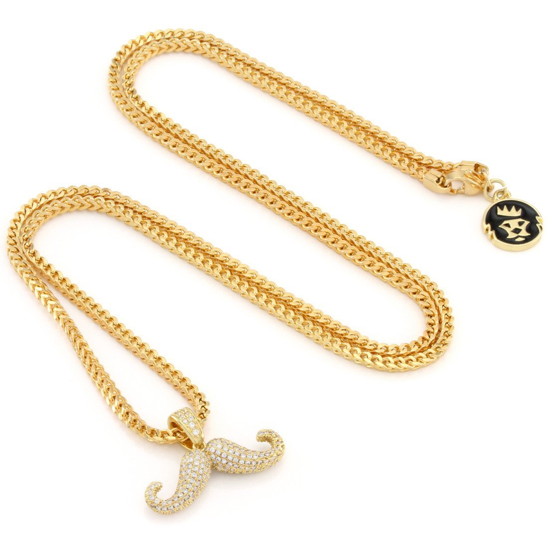 Barber Shop Mustache Necklace  in  14K Gold / 1.1" by Kingices