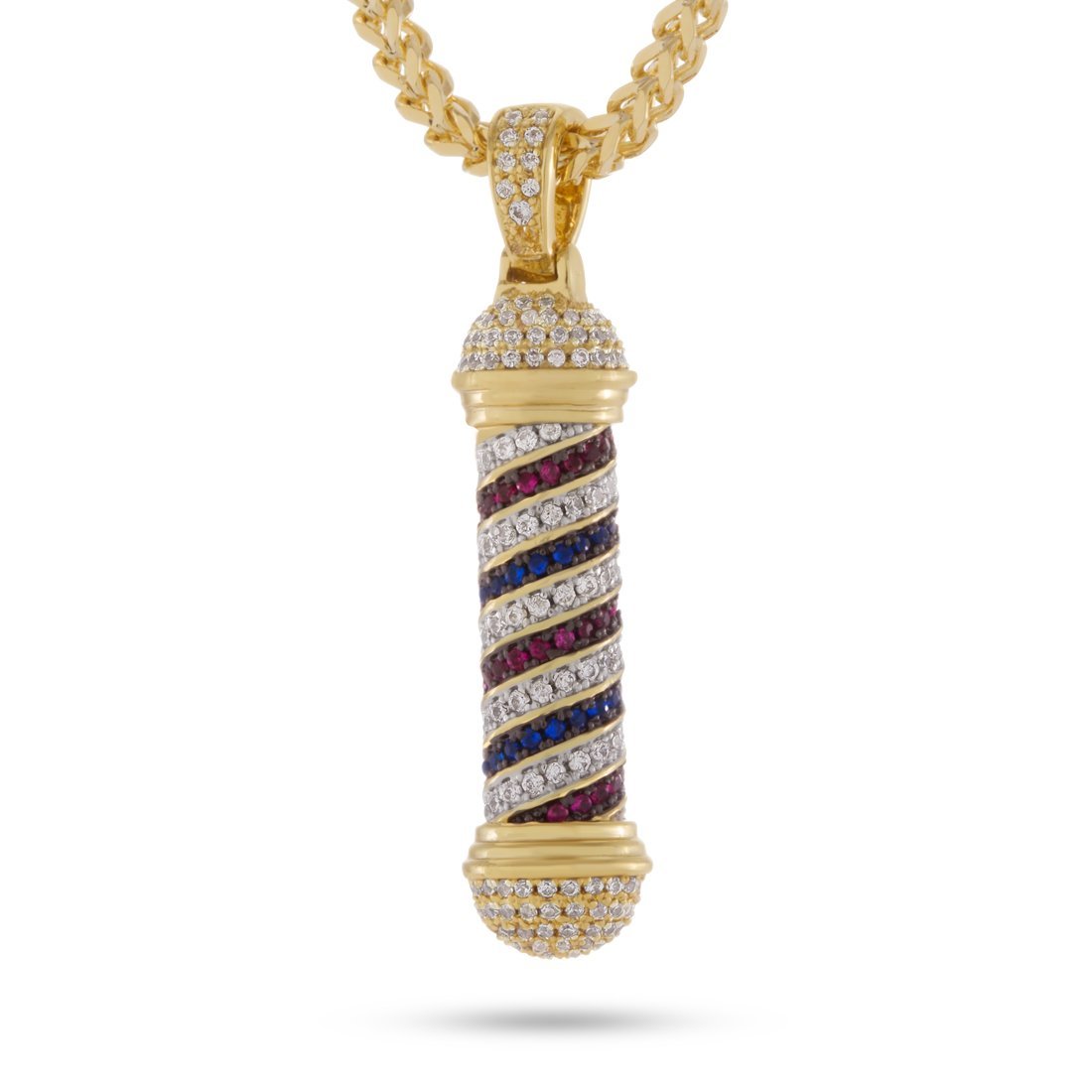 Barber Shop Pole Necklace  in  14K Gold / 1.7" by Kingices