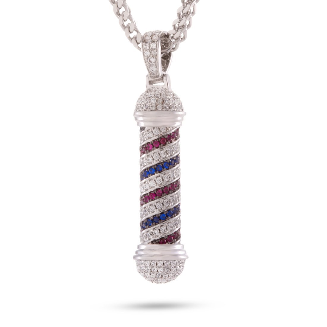 Barber Shop Pole Necklace  in  White Gold / 1.7" by Kingices