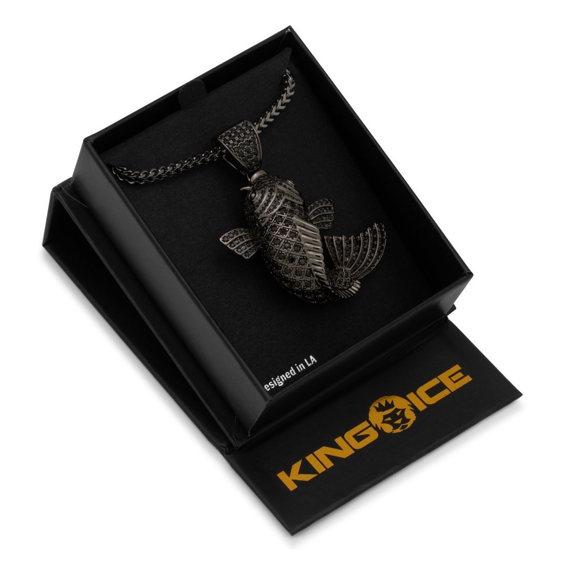 Black Gold Utsurimono Koi Fish Necklace  in  Black Gold / 2.1" by Kingices