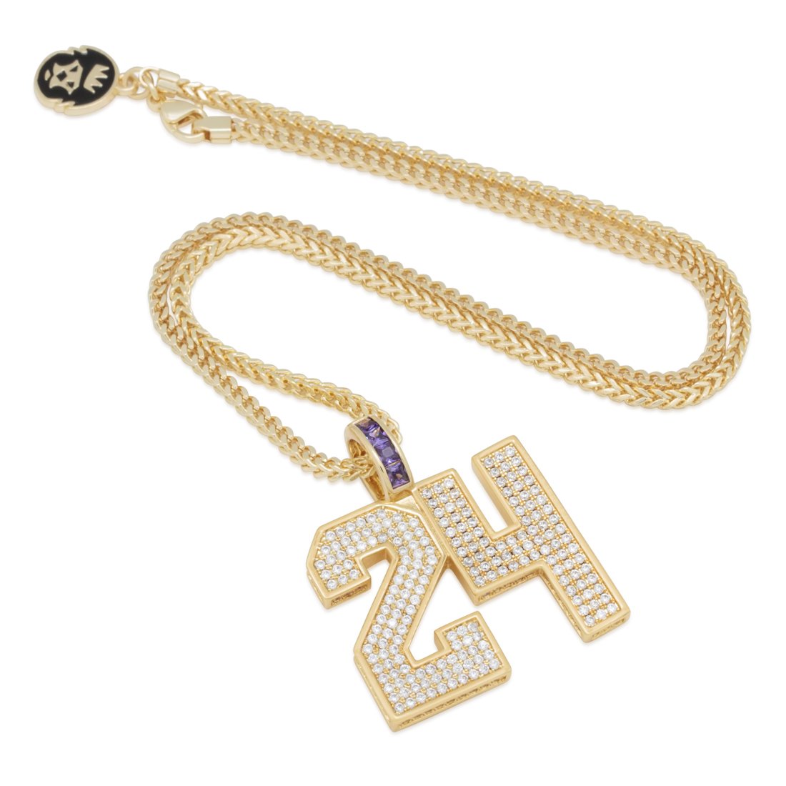 Black Mamba Classic Number 24 Necklace  in  14K Gold / 1.7" by Kingices