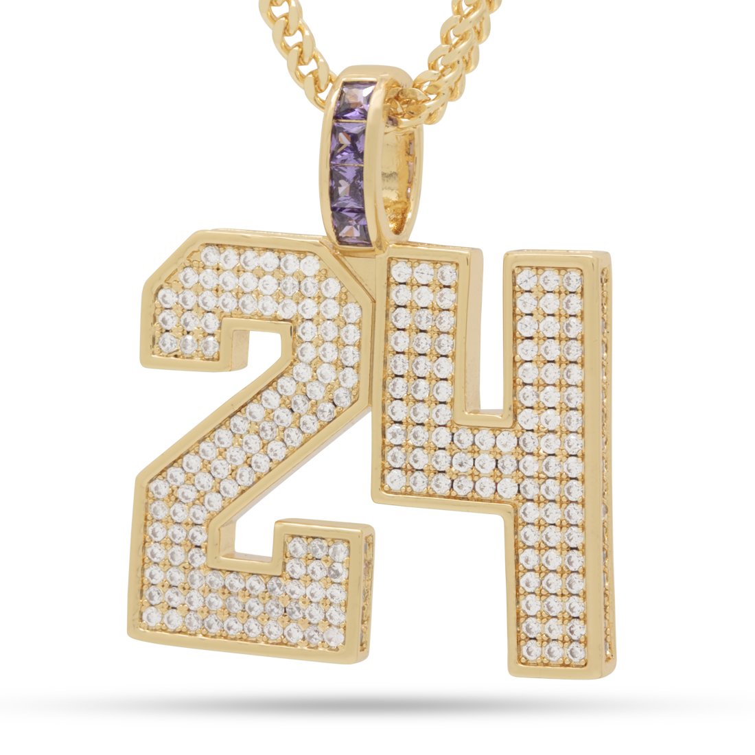 Black Mamba Classic Number 24 Necklace  in  14K Gold / 1.7" by Kingices