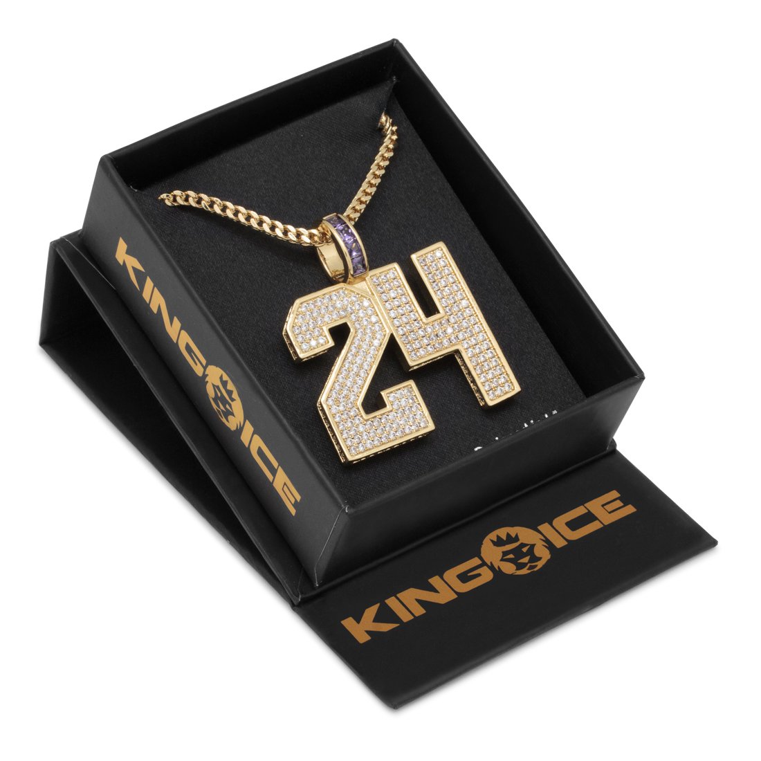 Black Mamba Classic Number 24 Necklace  in  14K Gold / 1.7" by Kingices