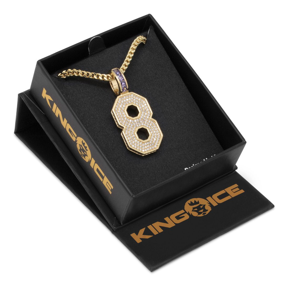 Black Mamba Classic Number 8 Necklace  in  14K Gold / 1.7" by Kingices