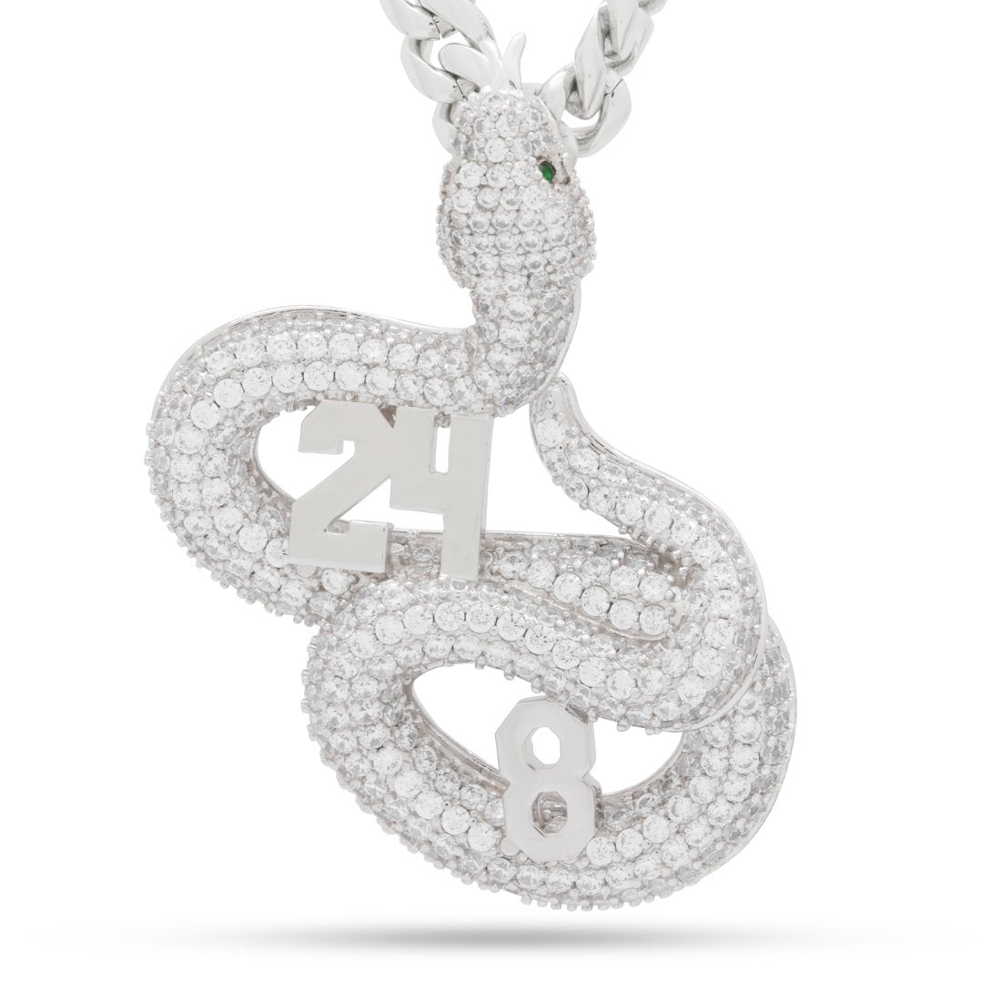 Black Mamba Eras Necklace  in  White Gold / 2.6" by Kingices