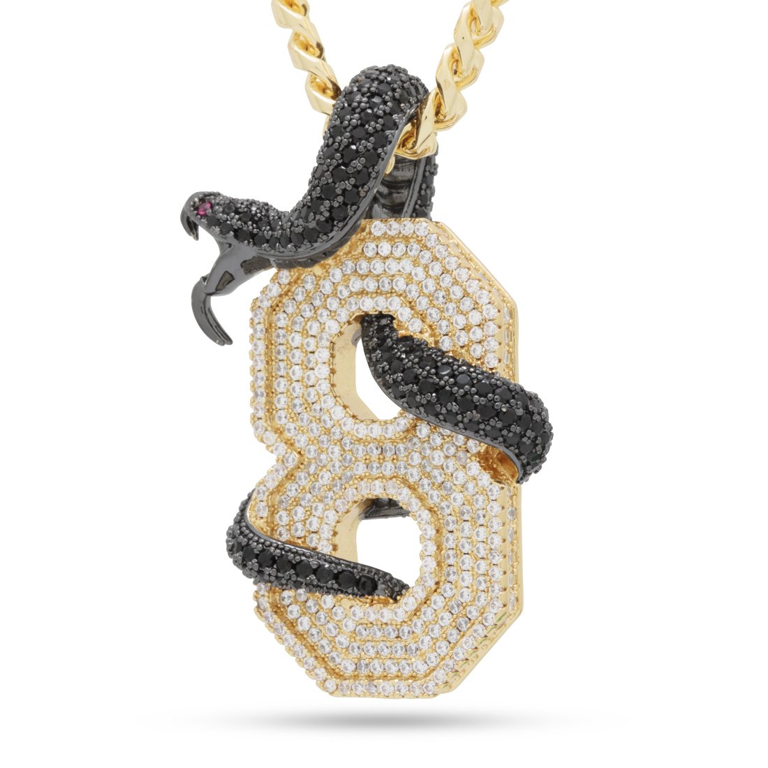 Black Mamba Number 8 Necklace  in  14K Gold / 2.1" by Kingices