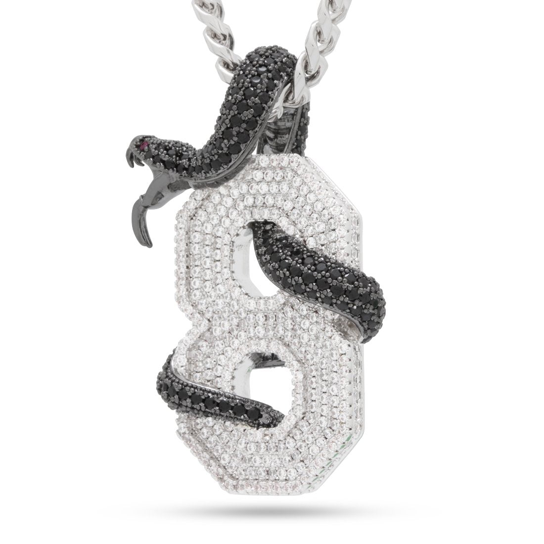 Black Mamba Number 8 Necklace  in  White Gold / 2.1" by Kingices