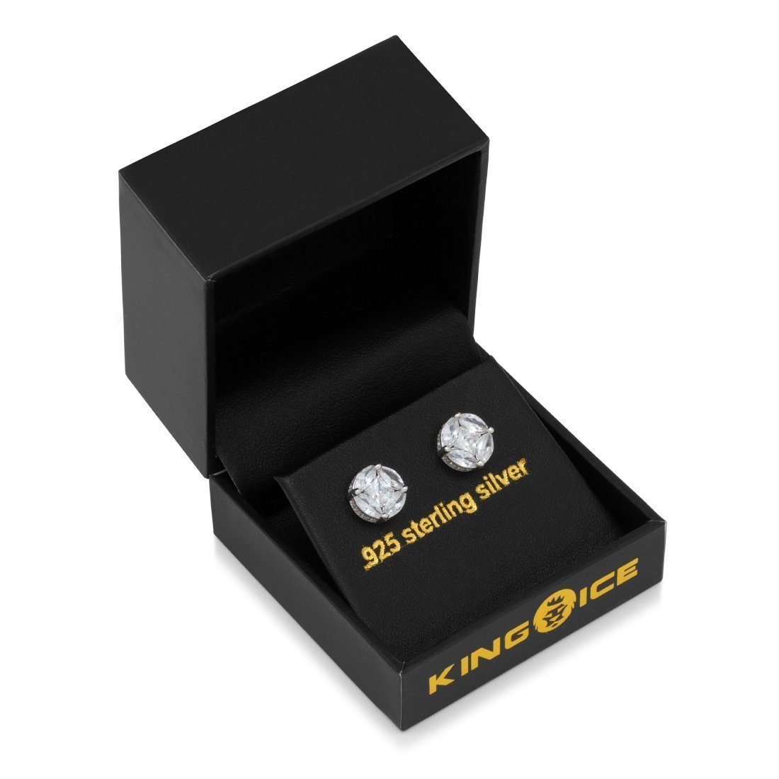 Brilliant-Cut Button Stud Earrings  in  by Kingices