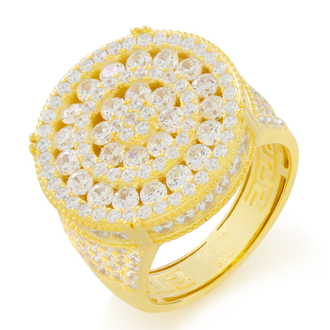 Brilliant-Cut Cluster Ring  in  Sterling Silver / 14K Vermeil / 7 by Kingices