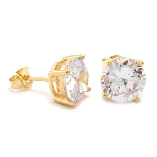 Brilliant-Cut Stud Earrings  in  Sterling Silver / 14K Vermeil / 5mm by Kingices