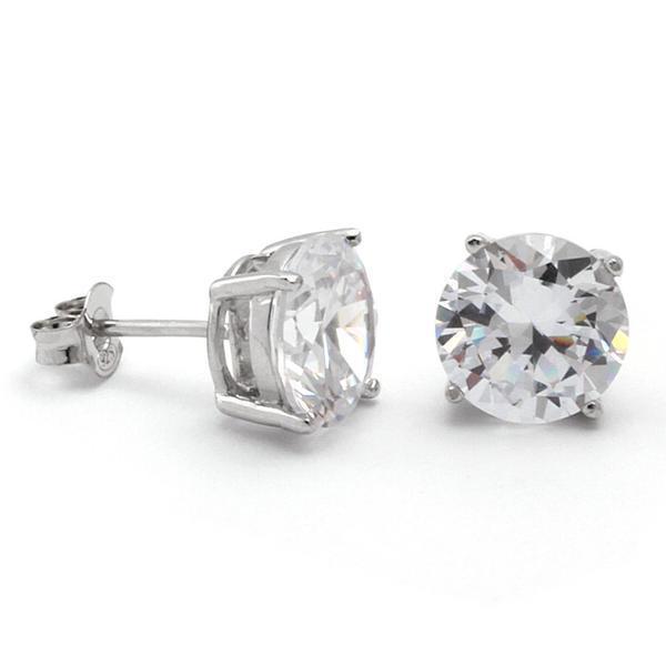 Brilliant-Cut Stud Earrings  in  Sterling Silver / White Gold / 5mm by Kingices