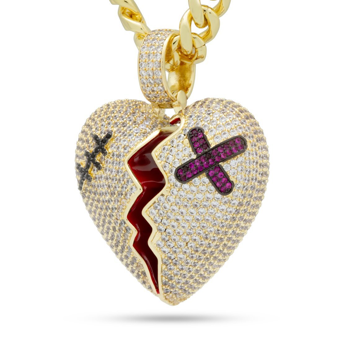 Broken Heart Necklace  in  14K Gold / 2" by Kingices