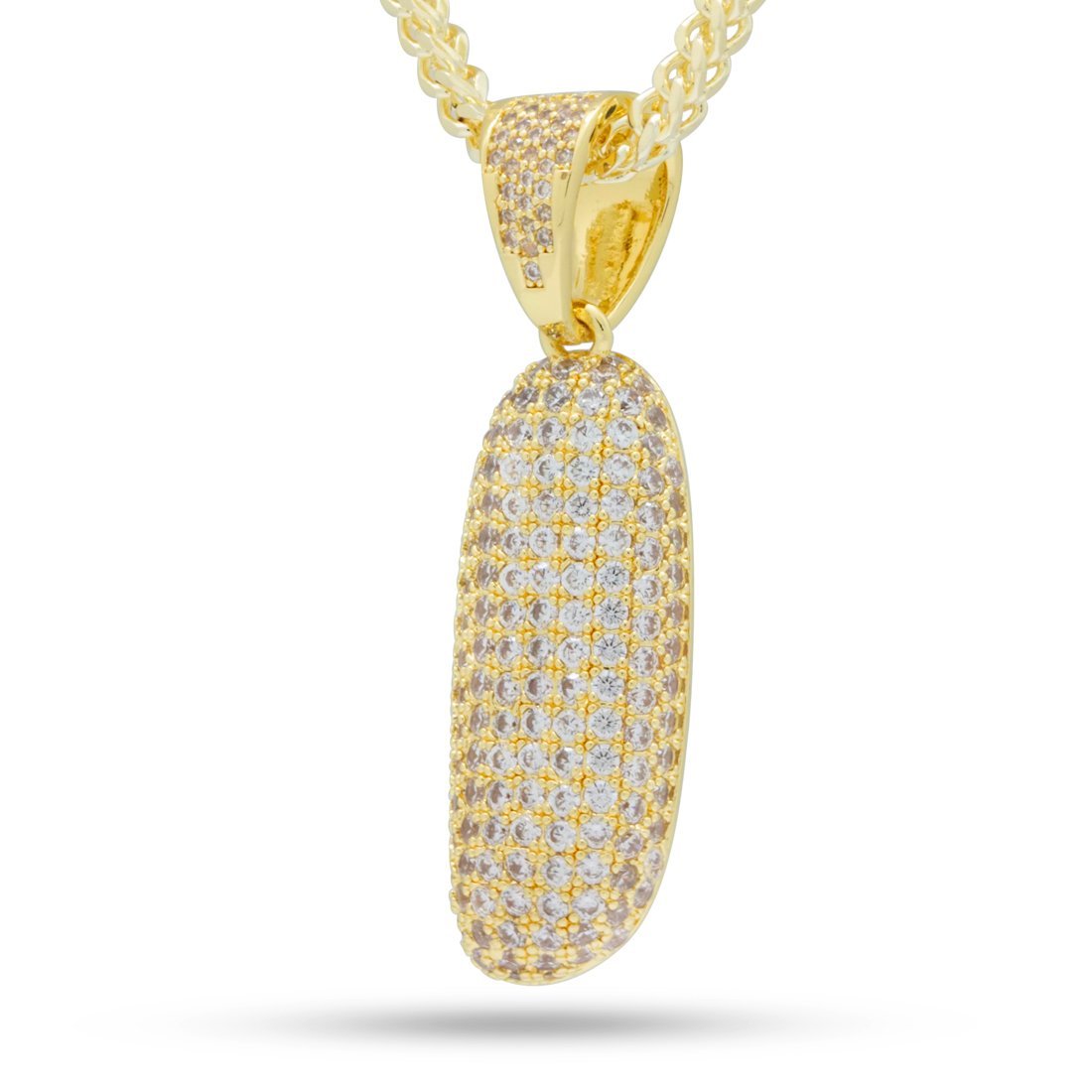 Bubble Letter I Necklace  in  14K Gold / 1.8" by Kingices