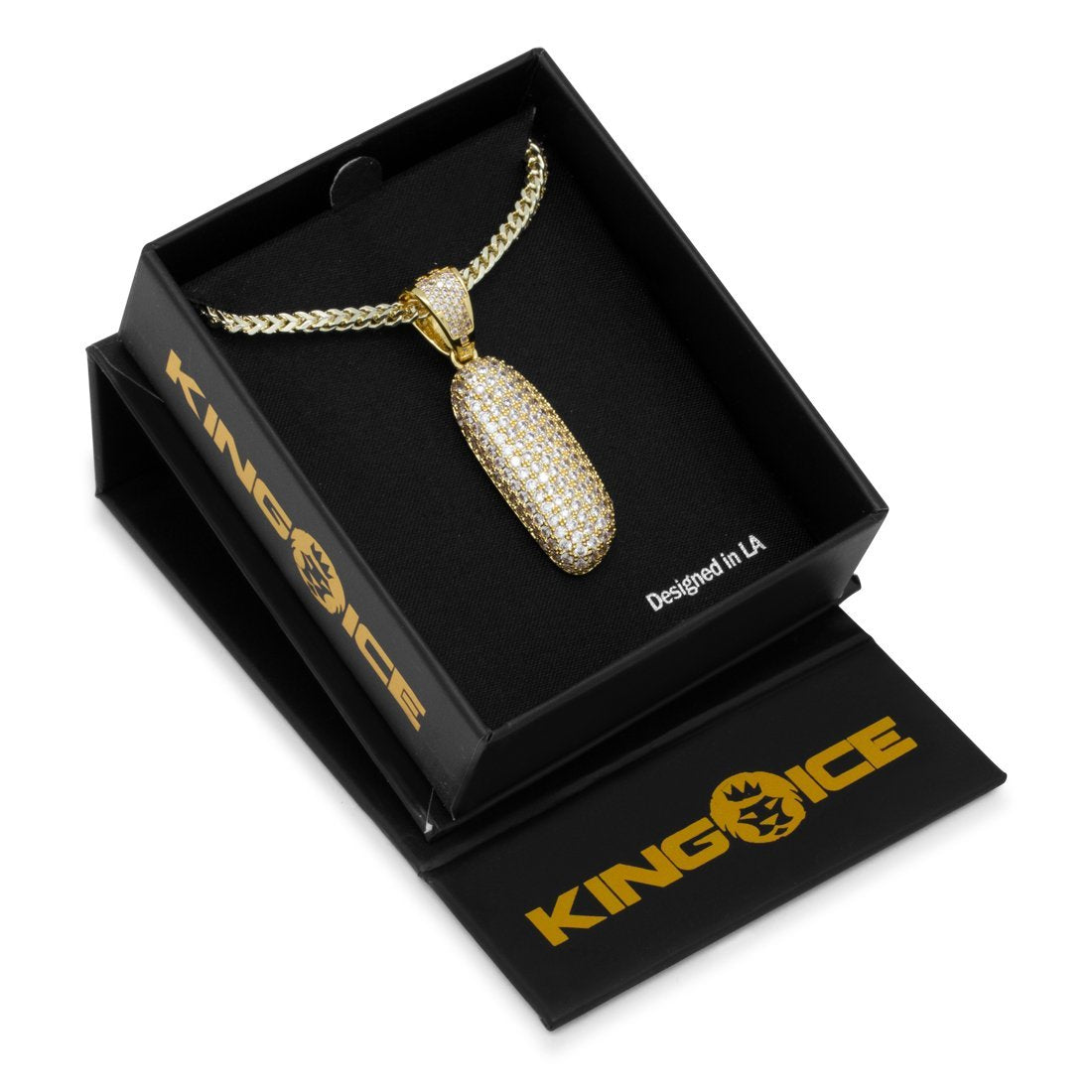 Bubble Letter I Necklace  in  14K Gold / 1.8" by Kingices