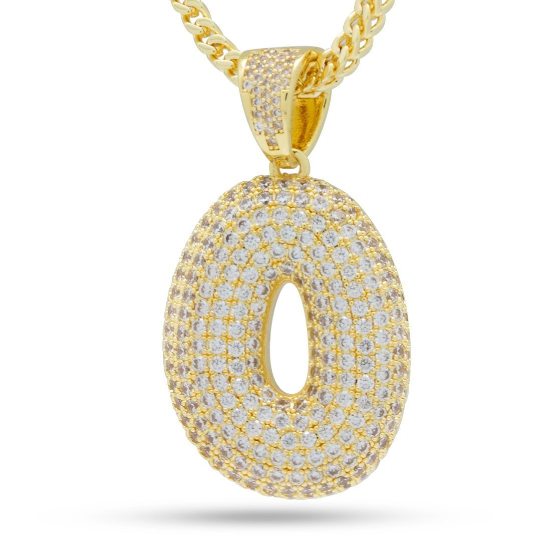 Bubble Letter O Necklace  in  14K Gold / 1.7" by Kingices