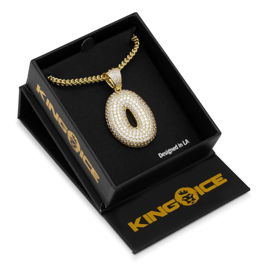 Bubble Letter O Necklace  in  14K Gold / 1.7" by Kingices