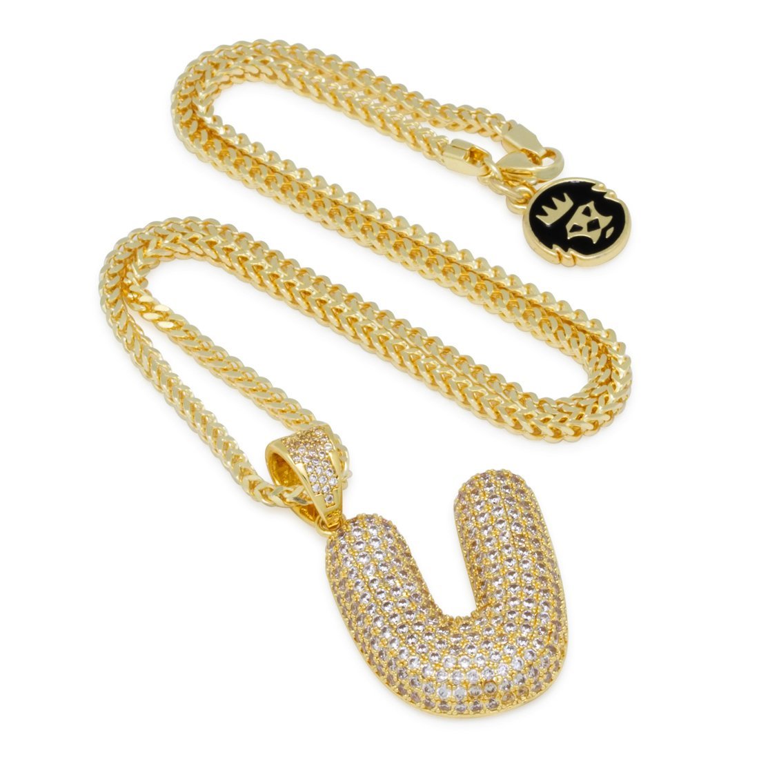 Bubble Letter U Necklace  in  14K Gold / 1.7" by Kingices