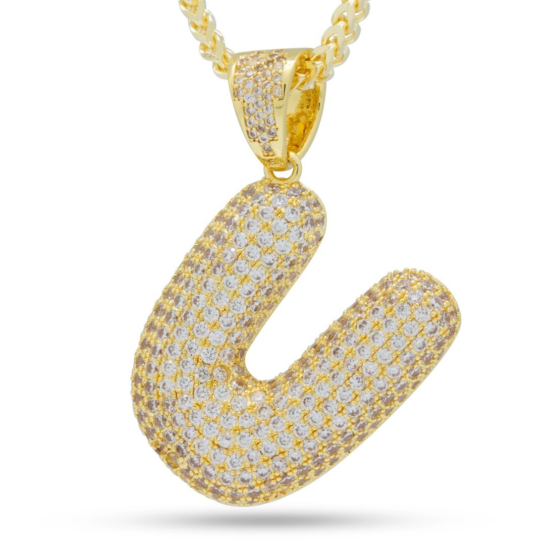 Bubble Letter U Necklace  in  14K Gold / 1.7" by Kingices