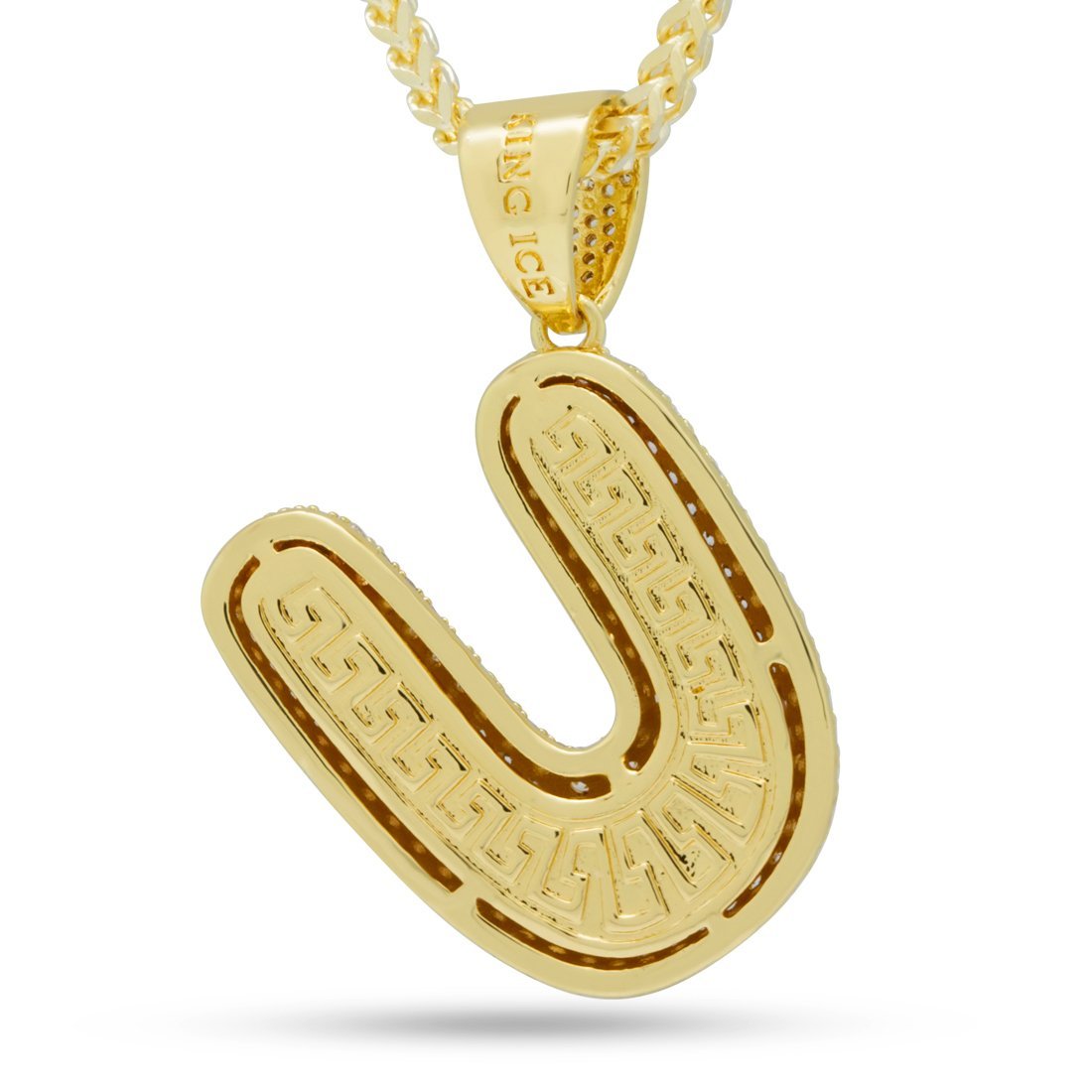 Bubble Letter U Necklace  in  14K Gold / 1.7" by Kingices