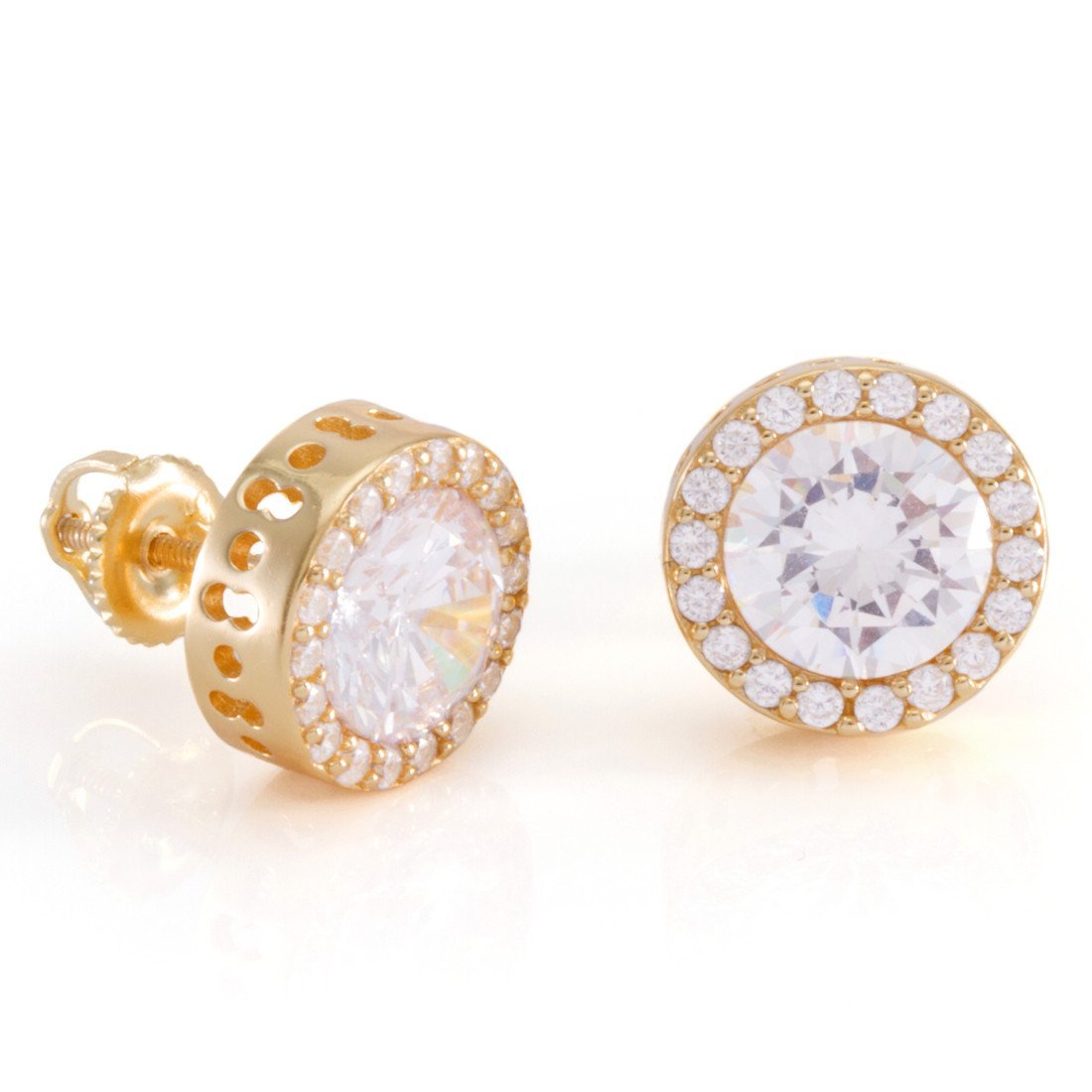 Button Stud Earrings  in  Sterling Silver / 14K Vermeil / 12mm by Kingices
