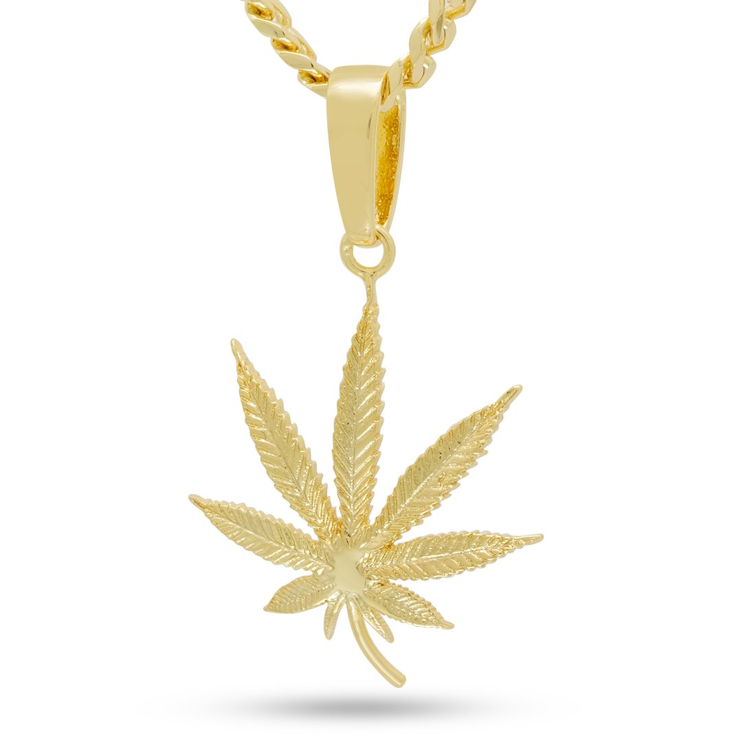 Cannabis Leaf Necklace  in  14K Gold / 1.5" by Kingices