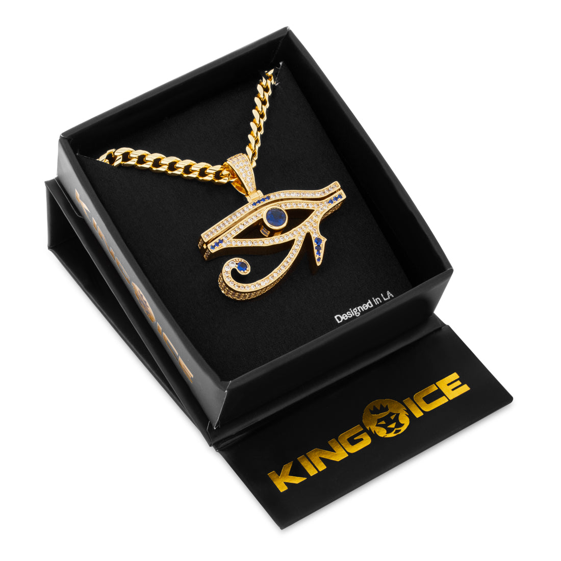 Cerulean Eye of Ra Necklace  in  14K Gold / 1.4" by Kingices