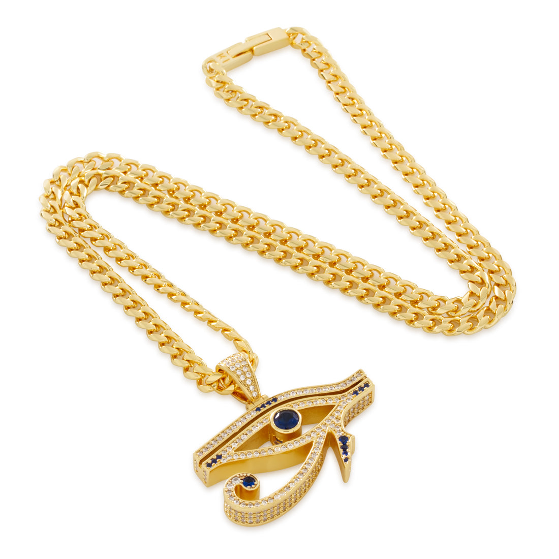 Cerulean Eye of Ra Necklace  in  14K Gold / 1.4" by Kingices