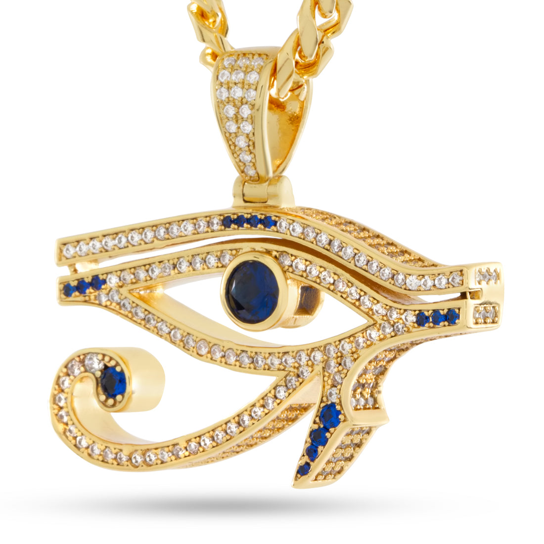 Cerulean Eye of Ra Necklace  in  14K Gold / 1.4" by Kingices