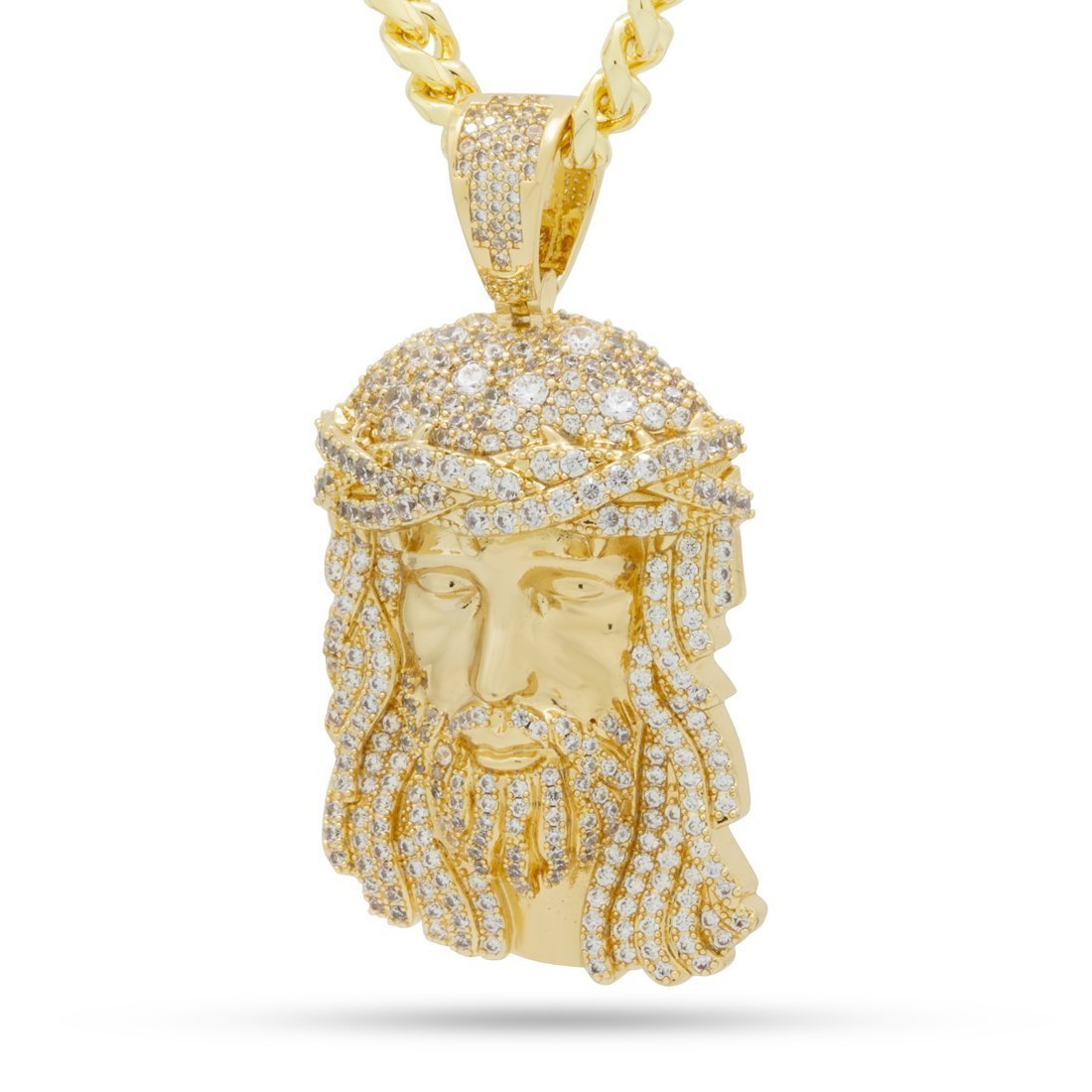 Christ Head Necklace  in  14K Gold / 2.1" by Kingices