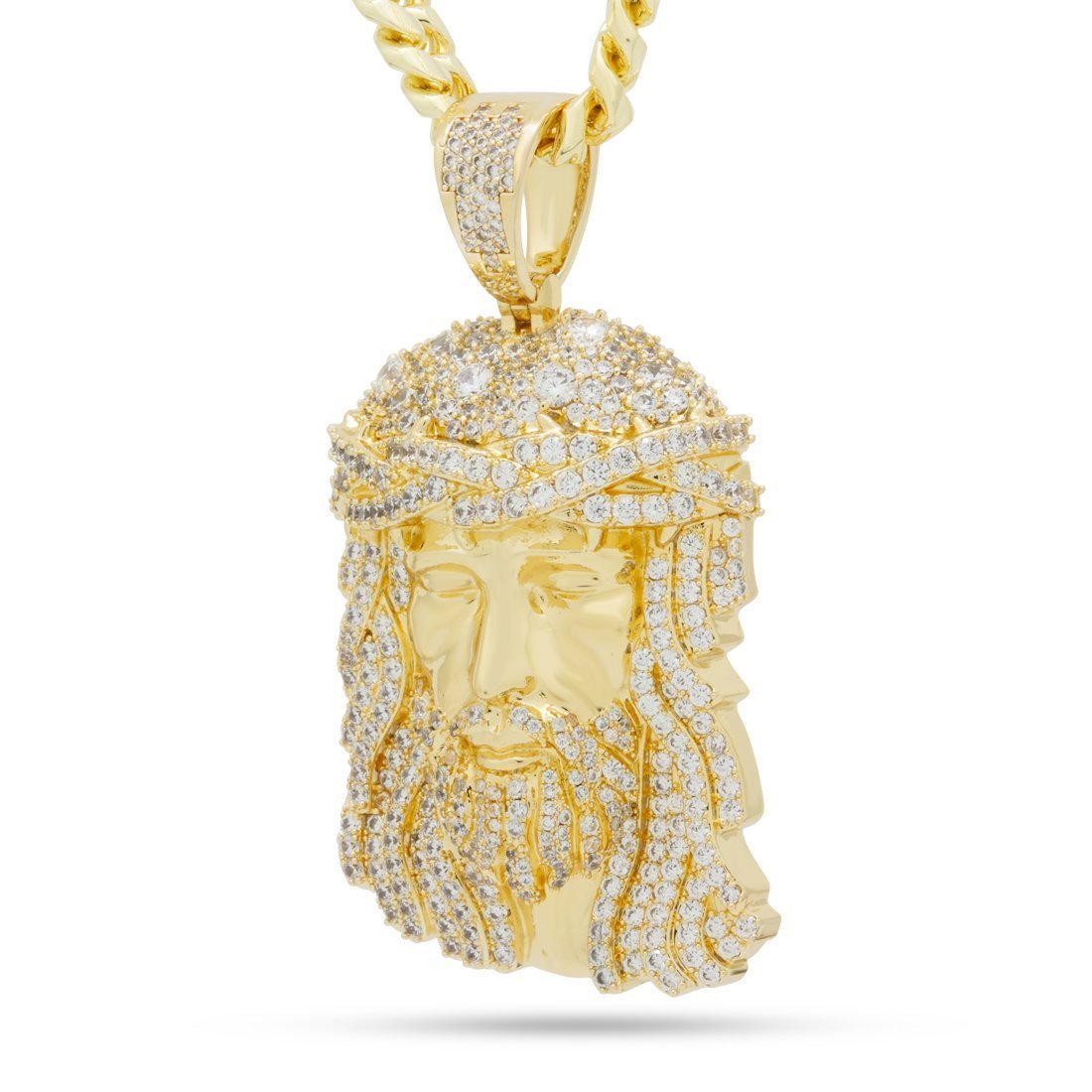 Christ Head Necklace  in  14K Gold / 3.1" by Kingices