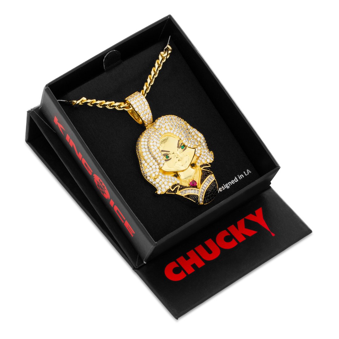 Chucky x Kingices - Tiffany Valentine Bust Necklace  in  14K Gold / 2.2" by Kingices