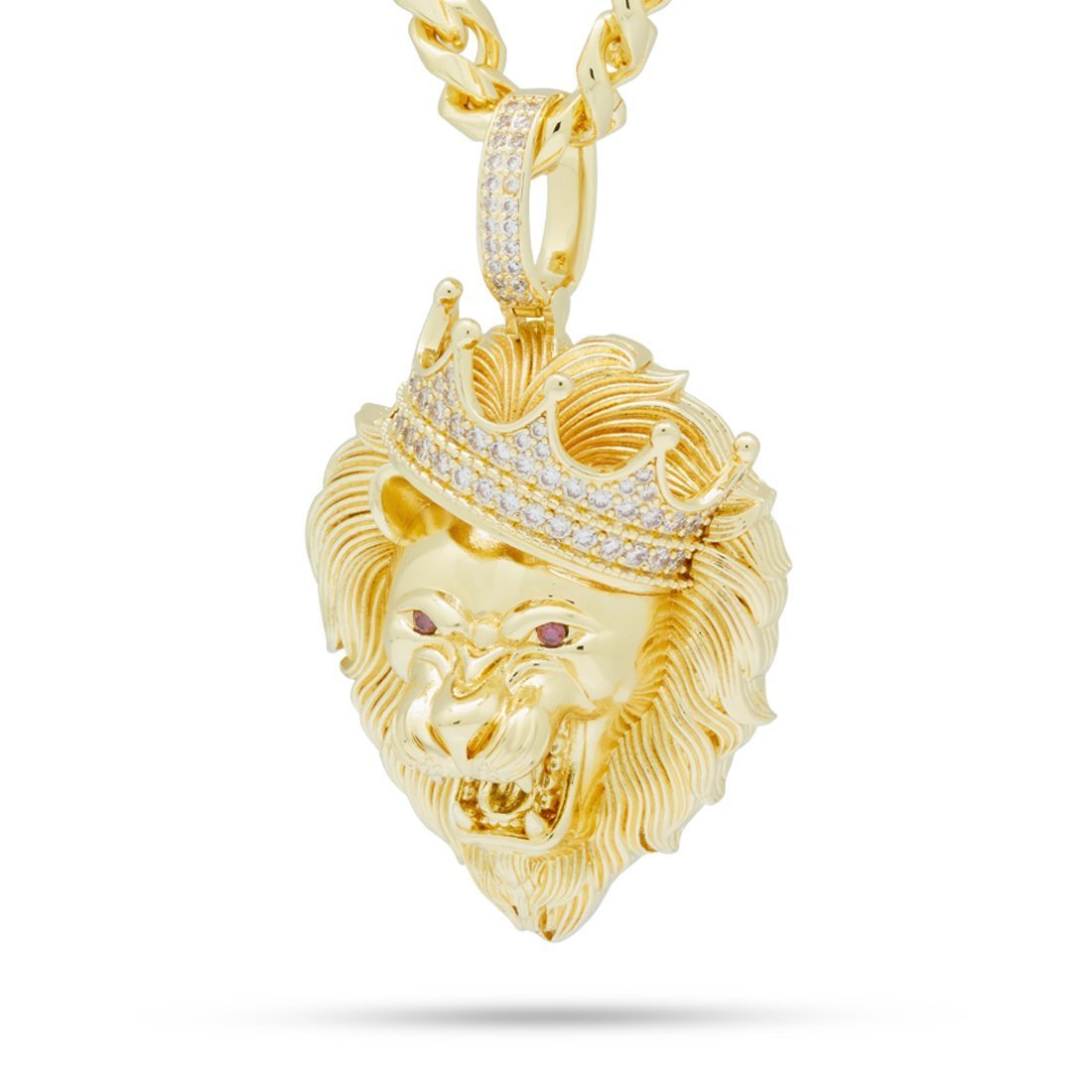 Classic Roaring Lion Necklace  in  14K Gold / 2.5" by Kingices