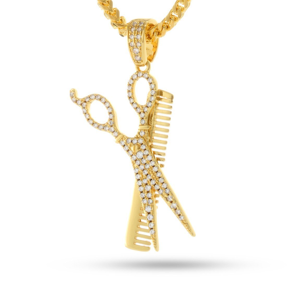 Comb and Scissors Necklace  in  14K Gold / 1.7" by Kingices