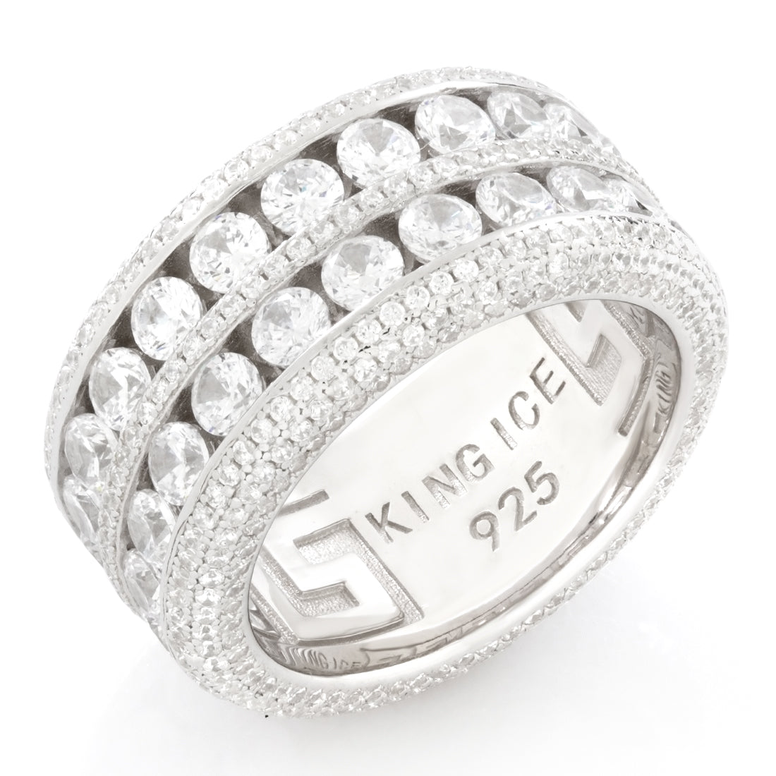Complex Eternity Ring  in  Sterling Silver / White Gold / 7 by Kingices