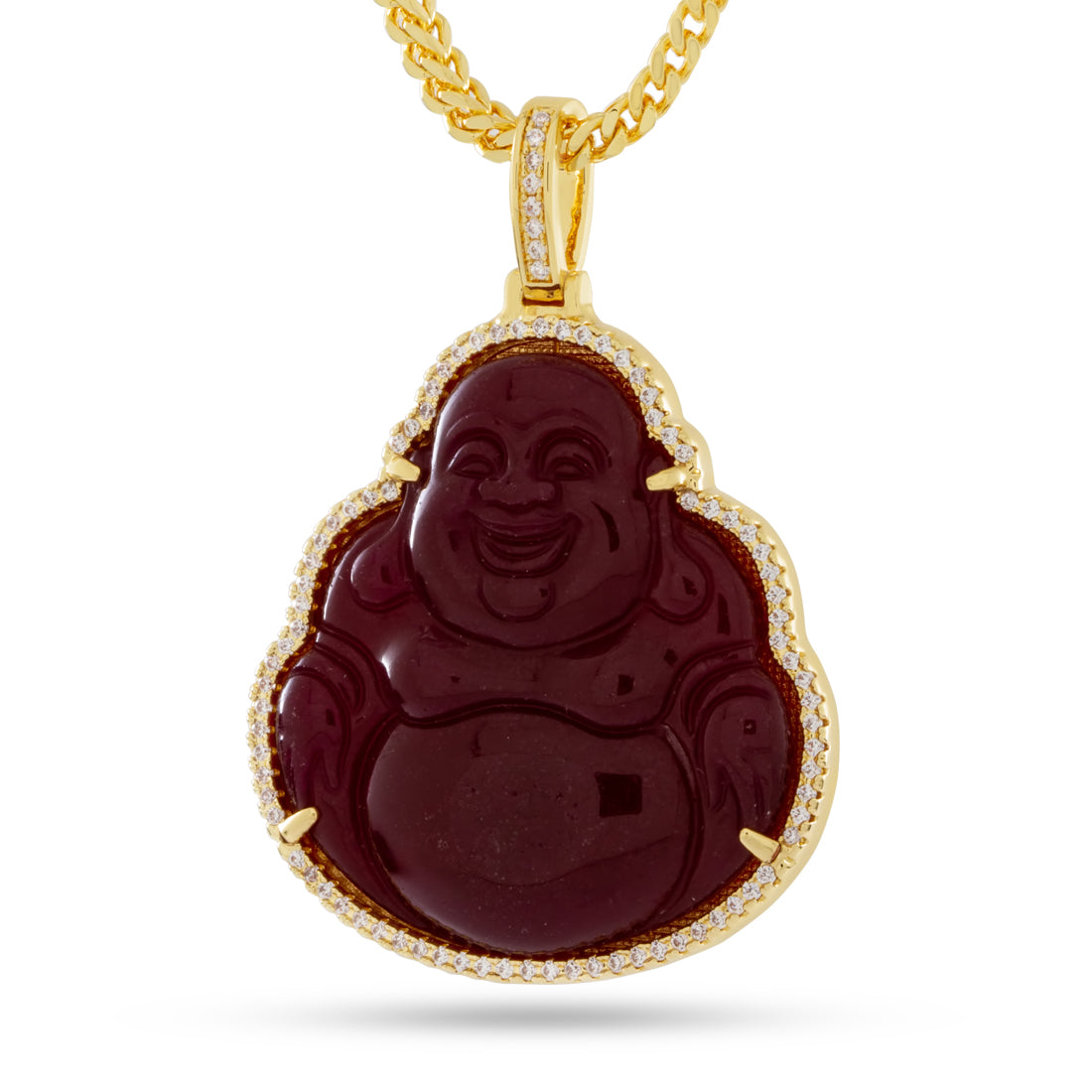 Coral Buddha Necklace  in  14K Gold / 1.4" by Kingices