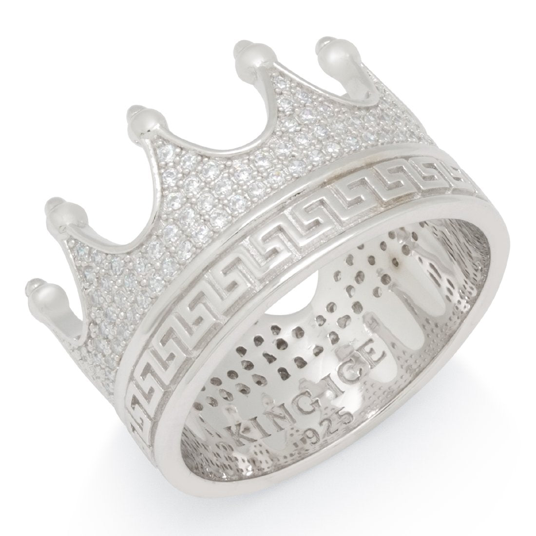 Crown Ring  in  Sterling Silver / White Gold / 7 by Kingices