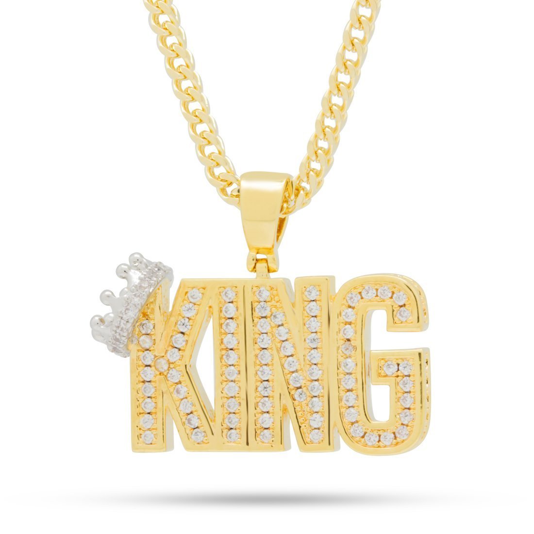 Crowned King Necklace  in  14K Gold / 1.2" by Kingices