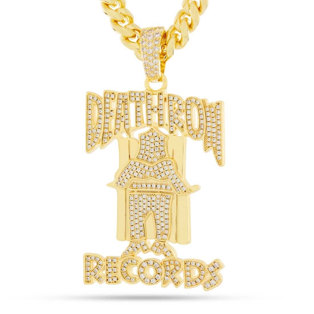 Death Row Records x Kingices - OG Death Row Logo Necklace  in  Gold Plated / 14K Gold / 2.5" by Kingices