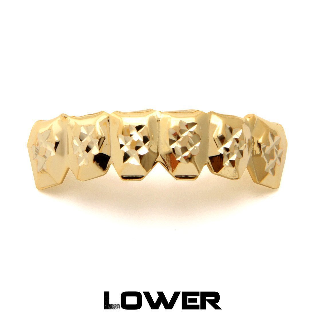 Diamond Cut Grillz  in  14K Gold / Bottom by Kingices