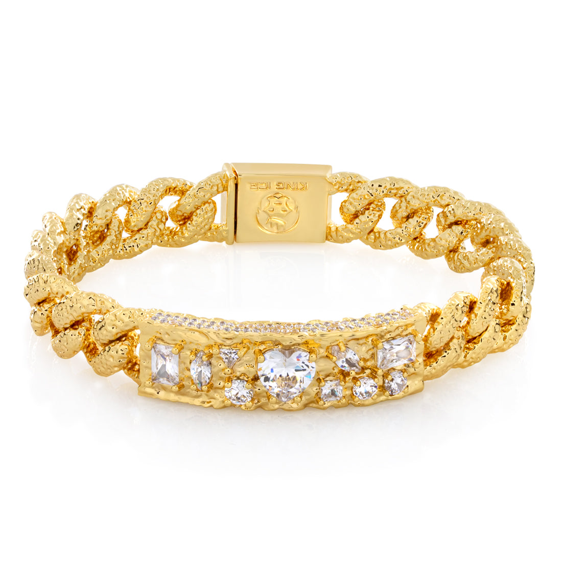 Diamond in the Rough ID Bracelet  in  Gold Plated / 14K Gold / 8" by Kingices