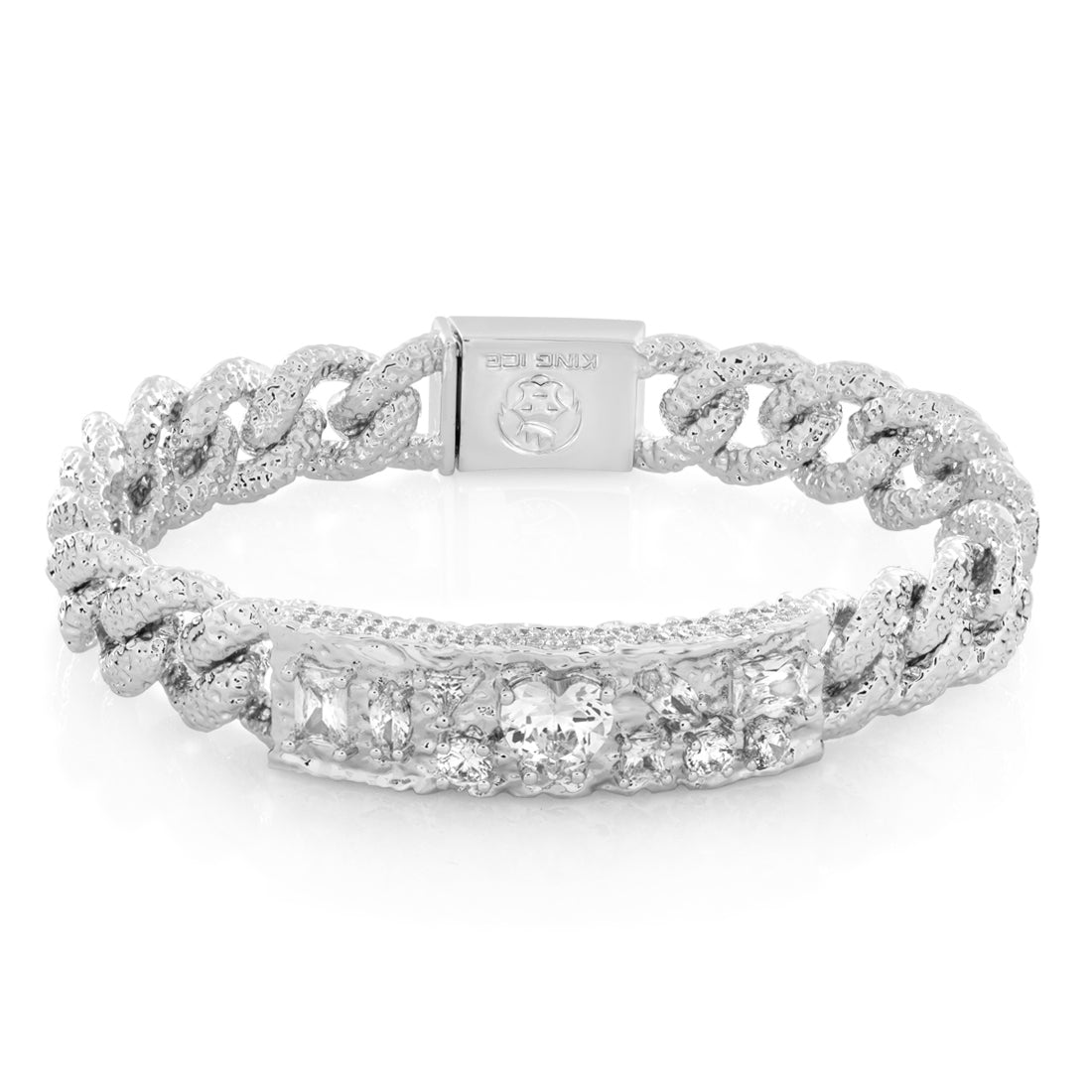 Diamond in the Rough ID Bracelet  in  Gold Plated / White Gold / 8" by Kingices